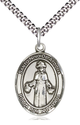 Pewter Nino de Atocha Medal Catholic Jewelry Engraved Catholic Saint Jewelry