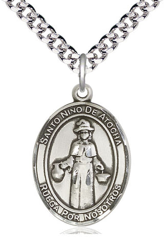 Sterling Silver Nino de Atocha Medal Catholic Jewelry Engraved Catholic Saint Jewelry
