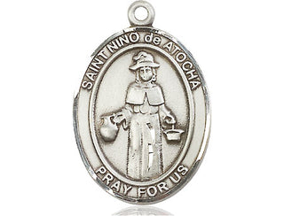 Sterling Silver Nino de Atocha Medal Engraved Catholic Saint Jewelry