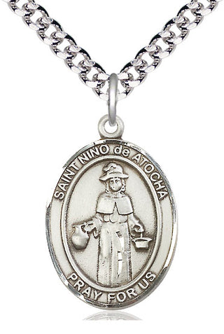 Sterling Silver Nino de Atocha Medal Catholic Jewelry Engraved Catholic Saint Jewelry
