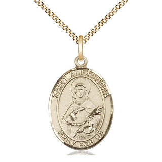 14kt Gold Filled Saint Alexandra Medal Catholic Jewelry Engraved Catholic Saint Jewelry