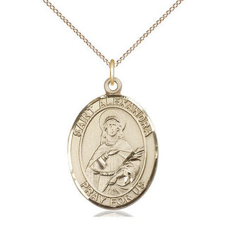14kt Gold Filled Saint Alexandra Medal Catholic Jewelry Engraved Catholic Saint Jewelry