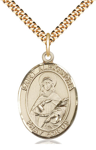 14kt Gold Filled Saint Alexandra Medal Catholic Jewelry Engraved Catholic Saint Jewelry