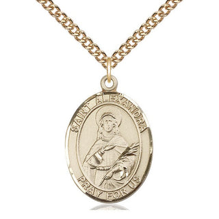 14kt Gold Saint Alexandra Medal Engraved Catholic Saint Jewelry