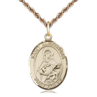 14kt Gold Saint Alexandra Medal Engraved Catholic Saint Jewelry