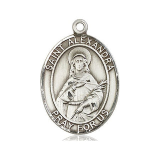 Pewter Saint Alexandra Medal Engraved Catholic Saint Jewelry