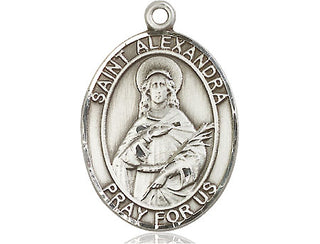 Sterling Silver Saint Alexandra Medal Catholic Jewelry Engraved Catholic Saint Jewelry