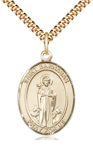 14kt Gold Filled Saint Barnabas Medal Catholic Jewelry Engraved Catholic Saint Jewelry
