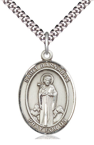 Pewter Saint Barnabas Medal Catholic Jewelry Engraved Catholic Saint Jewelry