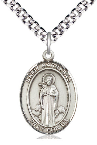 Pewter Saint Barnabas Medal Catholic Jewelry Engraved Catholic Saint Jewelry