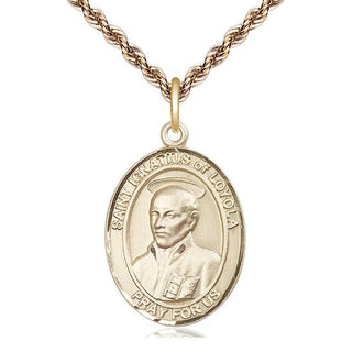 14kt Gold Saint Ignatius of Loyola Medal Engraved Catholic Saint Jewelry