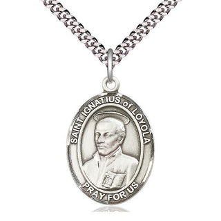Pewter Saint Ignatius of Loyola Medal Catholic Jewelry Engraved Catholic Saint Jewelry