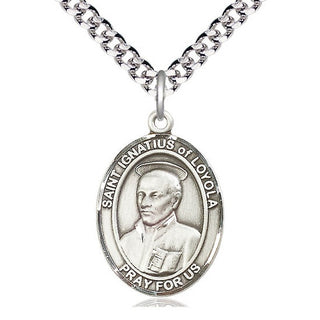 Pewter Saint Ignatius of Loyola Medal Catholic Jewelry Engraved Catholic Saint Jewelry