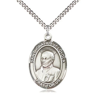 Pewter Saint Ignatius of Loyola Medal Catholic Jewelry Engraved Catholic Saint Jewelry