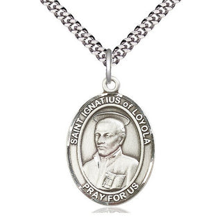 Pewter Saint Ignatius of Loyola Medal Catholic Jewelry Engraved Catholic Saint Jewelry