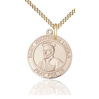 14kt Gold Filled Saint Ignatius of Loyola Medal Catholic Jewelry Engraved Catholic Saint Jewelry