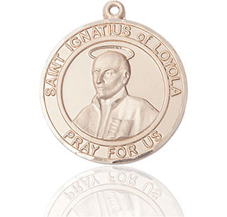 14kt Gold Saint Ignatius of Loyola Medal Engraved Catholic Saint Jewelry