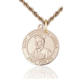 14kt Gold Saint Ignatius of Loyola Medal Engraved Catholic Saint Jewelry