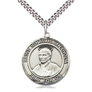 Pewter Saint Ignatius of Loyola Medal Catholic Jewelry Engraved Catholic Saint Jewelry