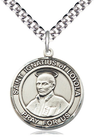 Sterling Silver Saint Ignatius of Loyola Medal Catholic Jewelry Engraved Catholic Saint Jewelry