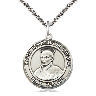 Sterling Silver Saint Ignatius of Loyola Medal Catholic Jewelry Engraved Catholic Saint Jewelry