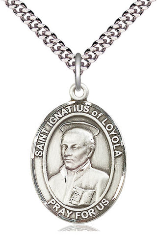 Sterling Silver Saint Ignatius of Loyola Medal Catholic Jewelry Engraved Catholic Saint Jewelry