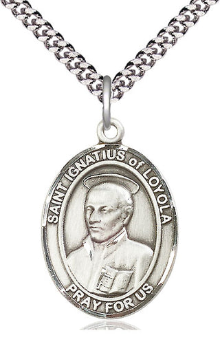 Sterling Silver Saint Ignatius of Loyola Medal Catholic Jewelry Engraved Catholic Saint Jewelry