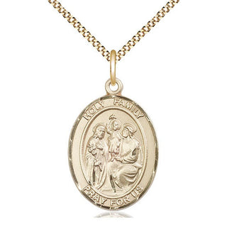 14kt Gold Filled Holy Family Medal Catholic Jewelry Engraved Catholic Saint Jewelry