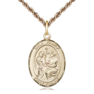 14kt Gold Filled Holy Family Medal Catholic Jewelry Engraved Catholic Saint Jewelry