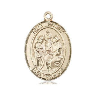 14kt Gold Holy Family Medal Engraved Catholic Saint Jewelry