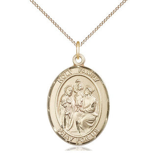 14kt Gold Holy Family Medal Engraved Catholic Saint Jewelry