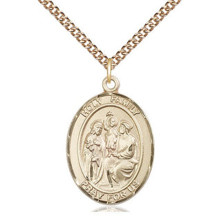 14kt Gold Holy Family Medal Engraved Catholic Saint Jewelry