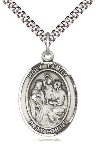 Pewter Holy Family Medal Catholic Jewelry Engraved Catholic Saint Jewelry