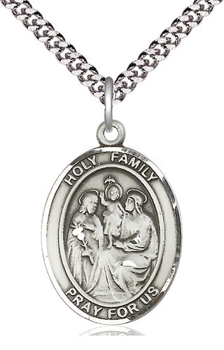 Pewter Holy Family Medal Catholic Jewelry Engraved Catholic Saint Jewelry