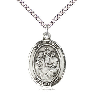 Sterling Silver Holy Family Medal Catholic Jewelry Engraved Catholic Saint Jewelry