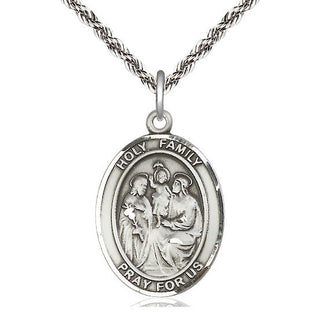 Sterling Silver Holy Family Medal Catholic Jewelry Engraved Catholic Saint Jewelry