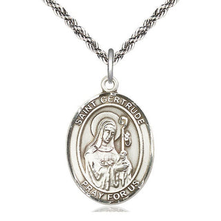 Sterling Silver Saint Gertrude of Nivelles Medal Catholic Jewelry Engraved Catholic Saint Jewelry