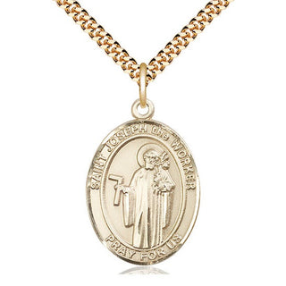 14kt Gold Filled Saint Joseph the Worker Medal Catholic Jewelry Engraved Catholic Saint Jewelry