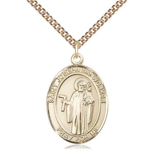 14kt Gold Filled Saint Joseph the Worker Medal Catholic Jewelry Engraved Catholic Saint Jewelry