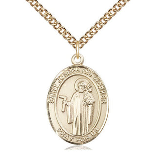 14kt Gold Filled Saint Joseph the Worker Medal Catholic Jewelry Engraved Catholic Saint Jewelry
