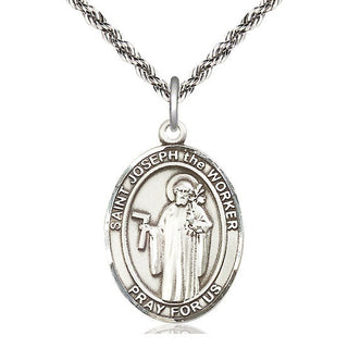 Sterling Silver Saint Joseph the Worker Medal Catholic Jewelry Engraved Catholic Saint Jewelry