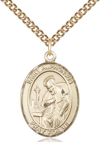 14kt Gold Filled Saint Alphonsus Medal Catholic Jewelry Engraved Catholic Saint Jewelry