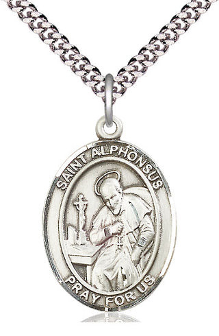 Pewter Saint Alphonsus Medal Catholic Jewelry Engraved Catholic Saint Jewelry