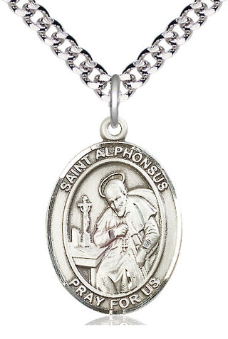 Pewter Saint Alphonsus Medal Catholic Jewelry Engraved Catholic Saint Jewelry