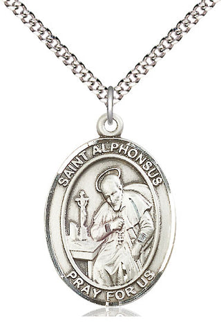 Pewter Saint Alphonsus Medal Catholic Jewelry Engraved Catholic Saint Jewelry