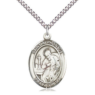 Sterling Silver Saint Alphonsus Medal Catholic Jewelry Engraved Catholic Saint Jewelry