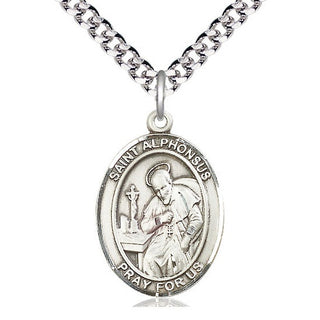 Sterling Silver Saint Alphonsus Medal Catholic Jewelry Engraved Catholic Saint Jewelry
