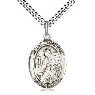 Sterling Silver Saint Alphonsus Medal Catholic Jewelry Engraved Catholic Saint Jewelry