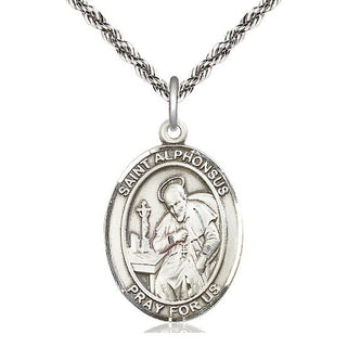 Sterling Silver Saint Alphonsus Medal Catholic Jewelry Engraved Catholic Saint Jewelry