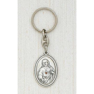Silver Keyring with image of Sacred Heart of Jesus Boxed